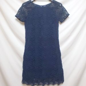 Jack Wills Short Sleeve Navy Lace Shift Dress Sz 4